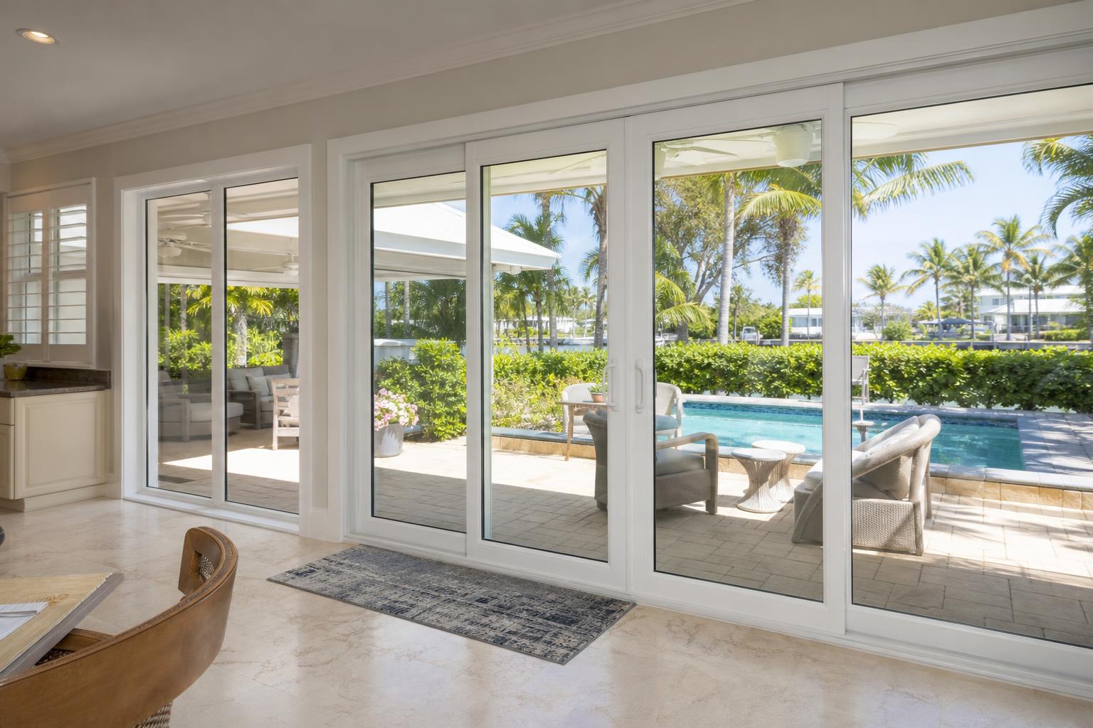 Impact sliding glass doors installed on a Florida home